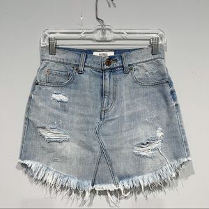 Pistola raw hem distressed skirt